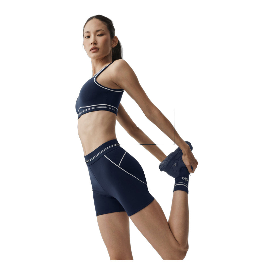 alo 4" Airbrush High-Waist Heart Throb Short - Navy/White