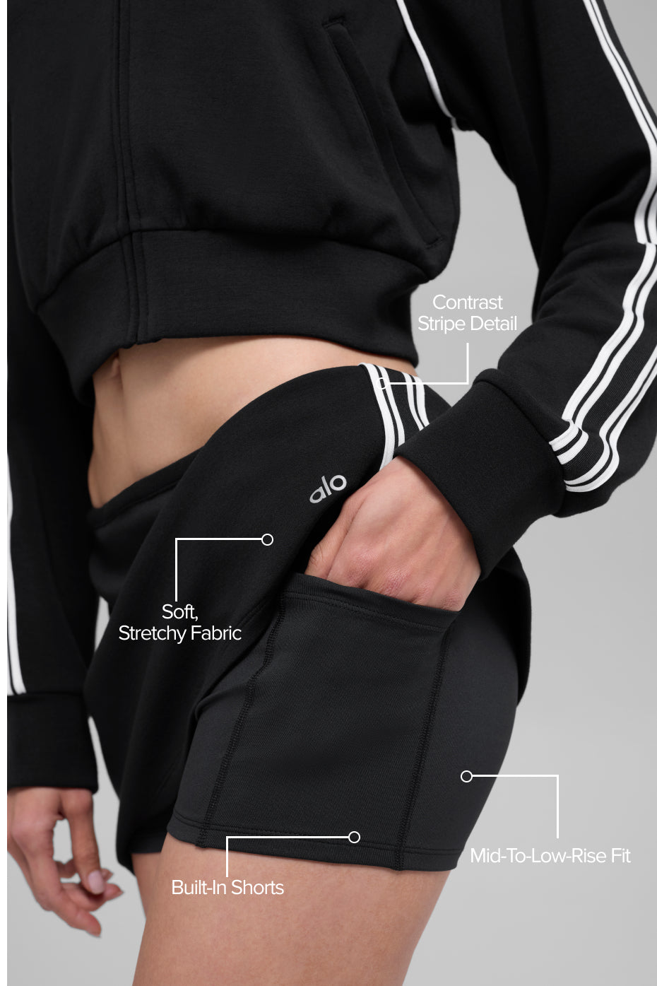 alo Track Star Mini Skirt - Black