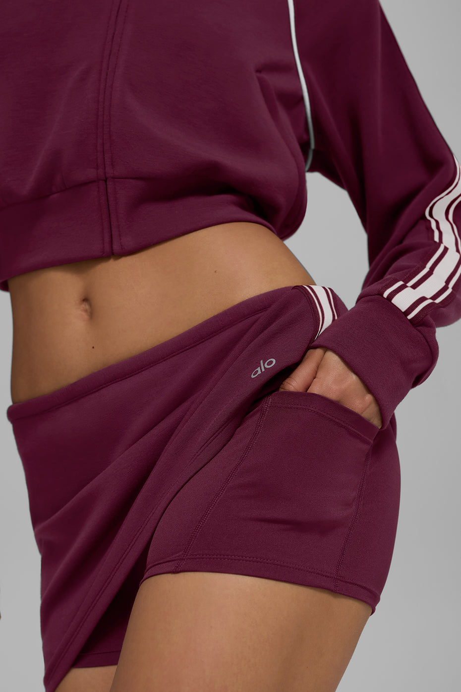 alo Track Star Mini Skirt - Burgundy