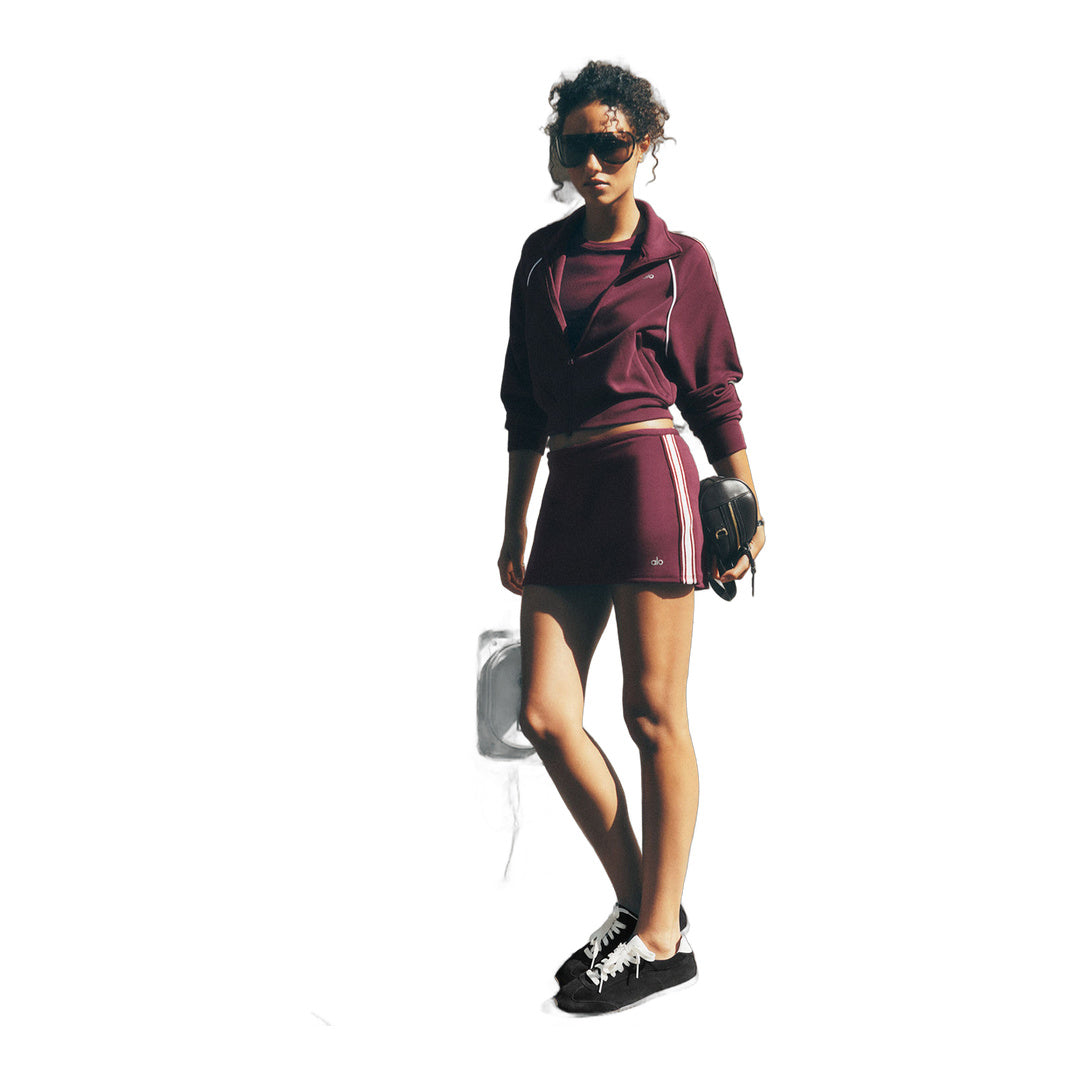 alo Track Star Mini Skirt - Burgundy