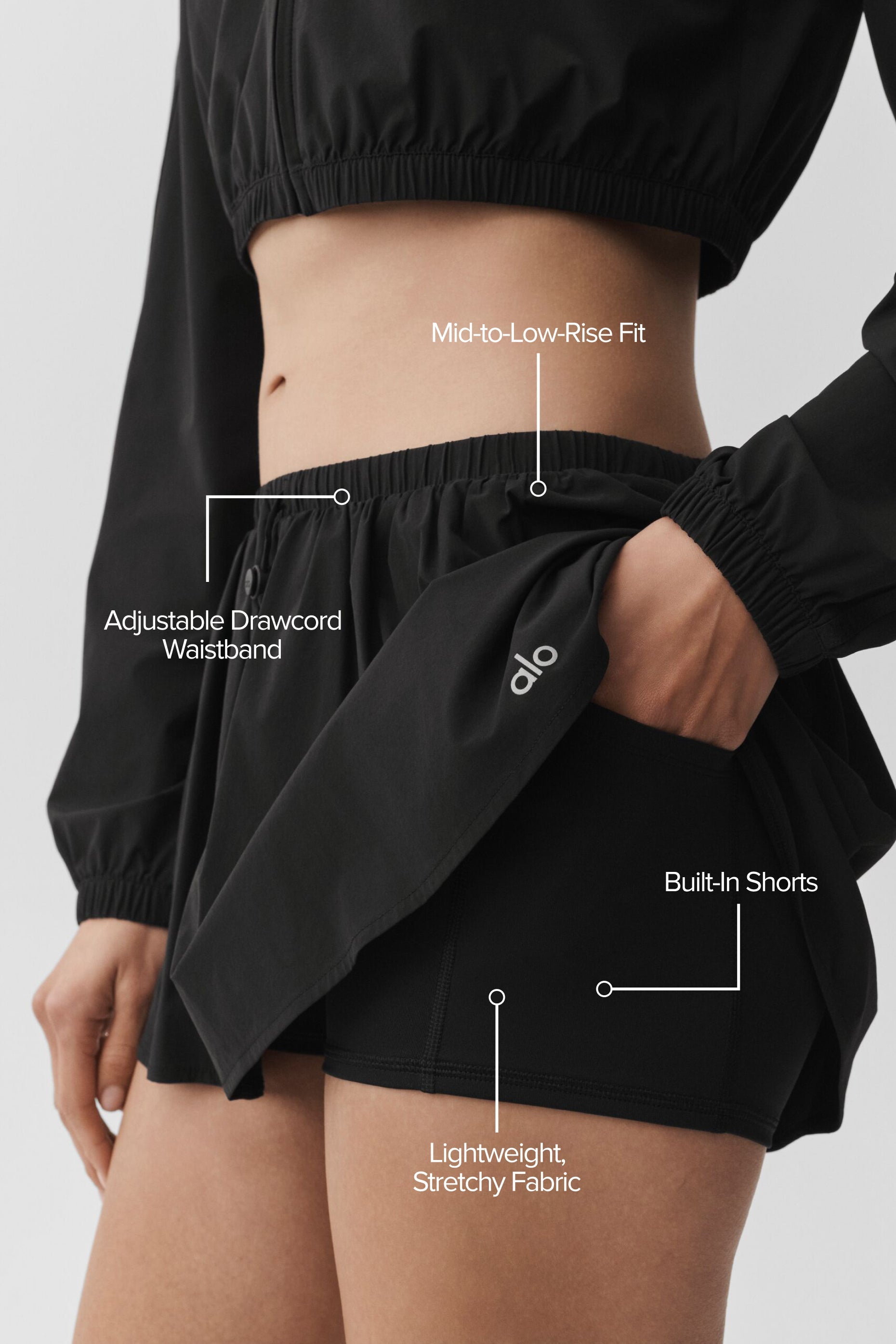 alo Breezy Tennis Skirt - Black