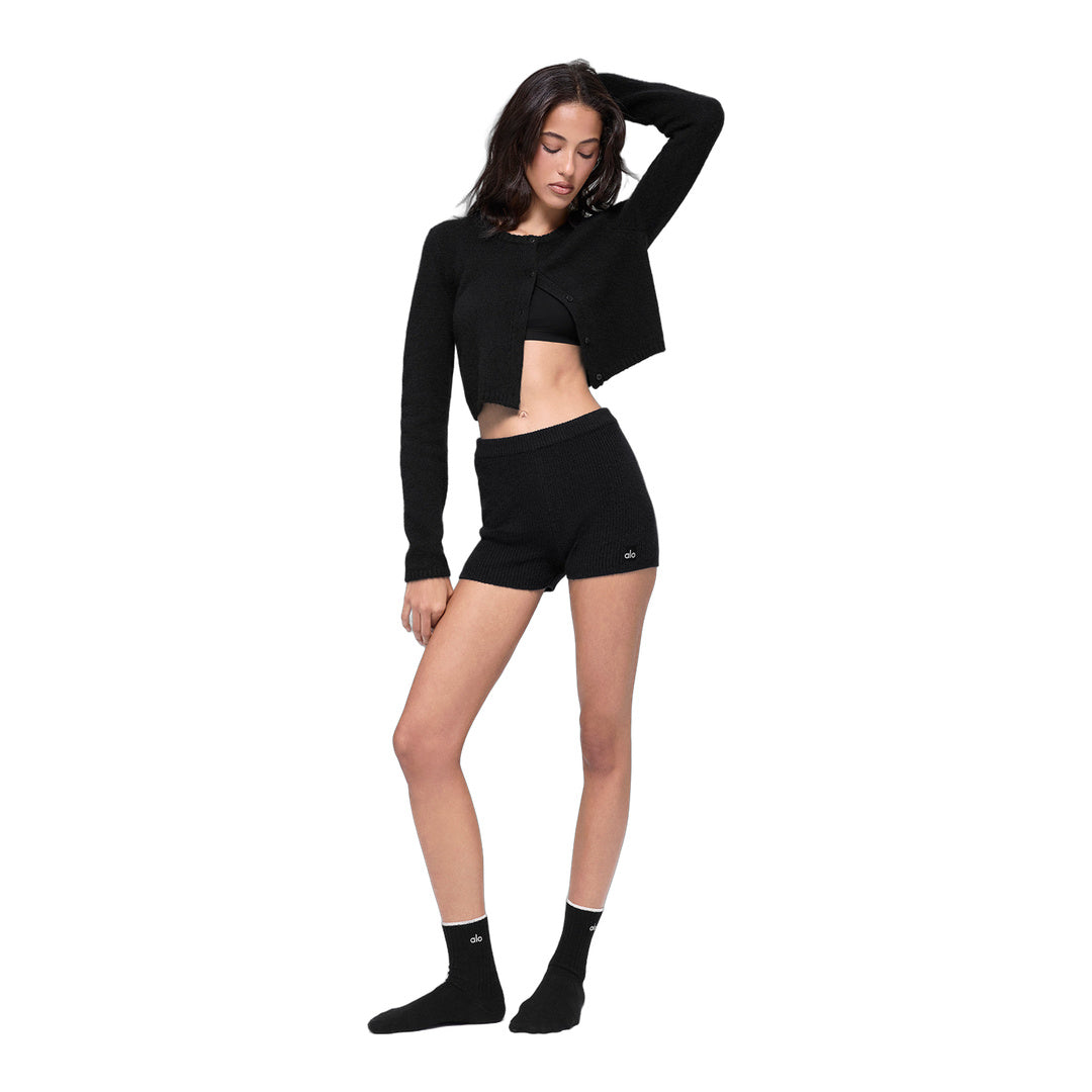 alo Wool Cashmere Ribbed Noble Short - Black