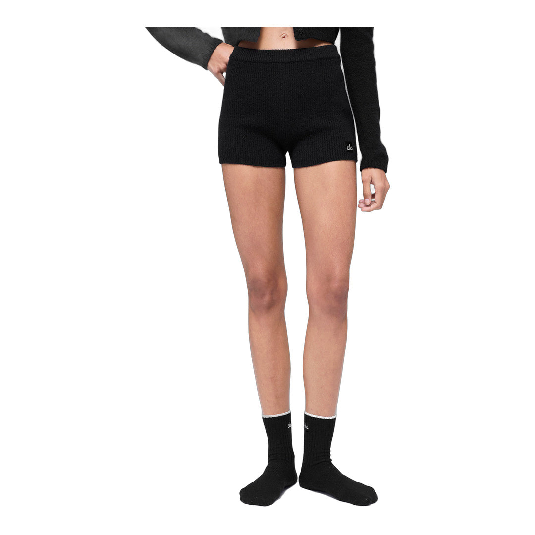 alo Wool Cashmere Ribbed Noble Short - Black