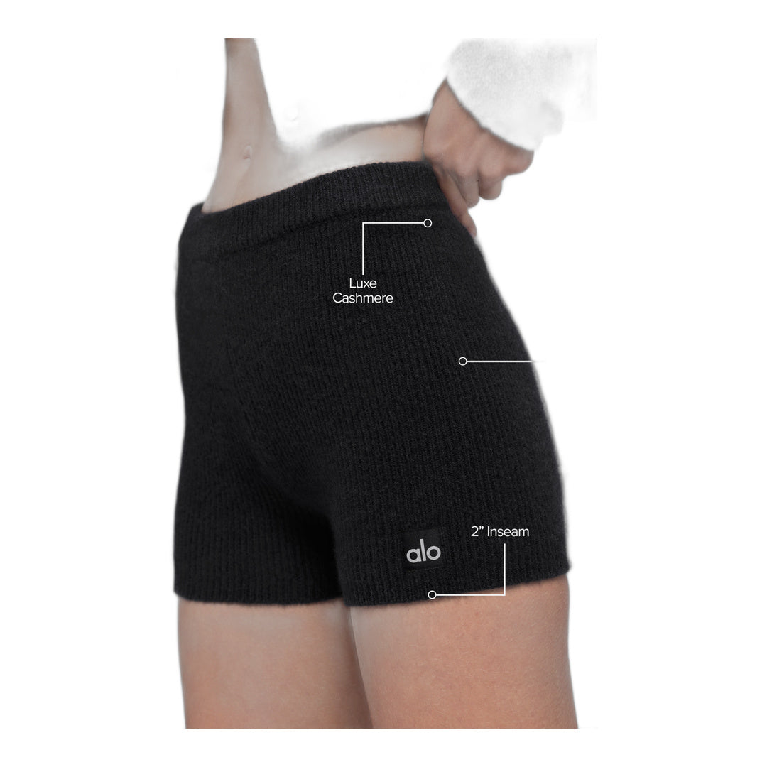 alo Wool Cashmere Ribbed Noble Short - Black