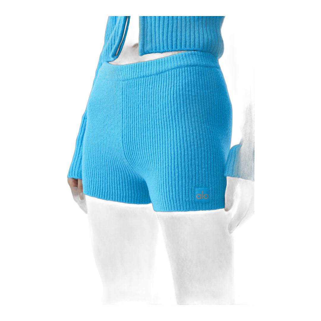 alo Wool Cashmere Ribbed Noble Short - Azure Blue