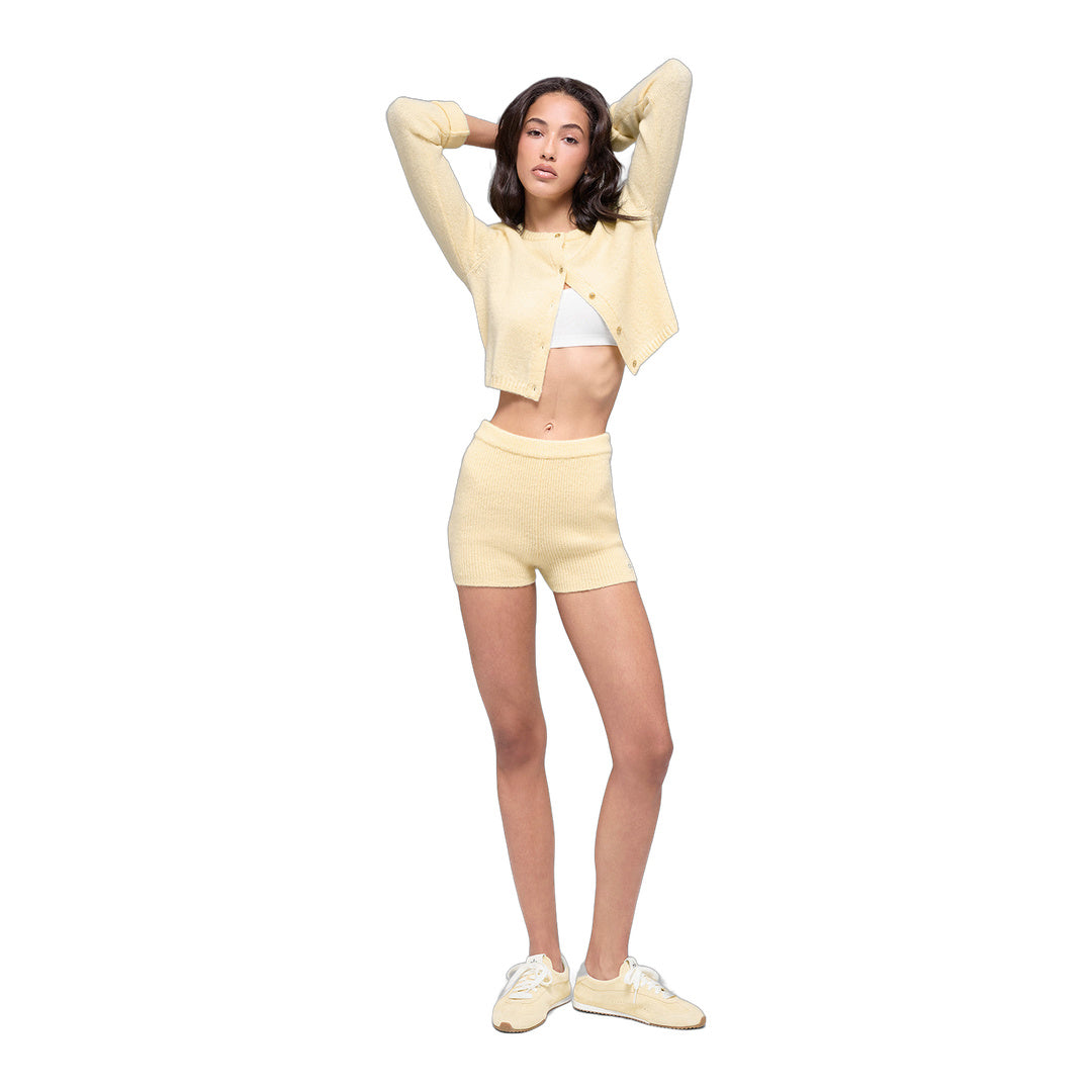 alo Wool Cashmere Ribbed Noble Short - Candlelight Yellow