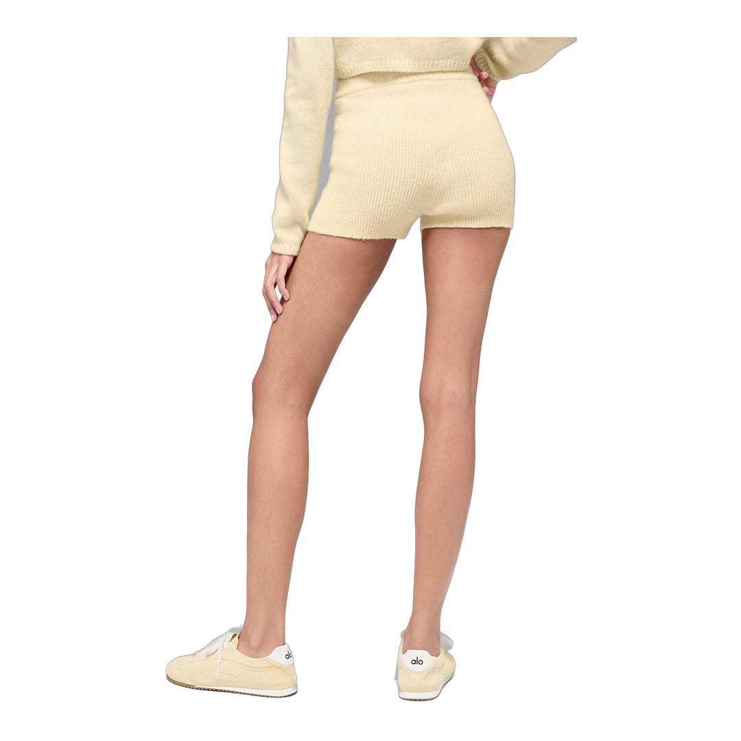alo Wool Cashmere Ribbed Noble Short - Candlelight Yellow