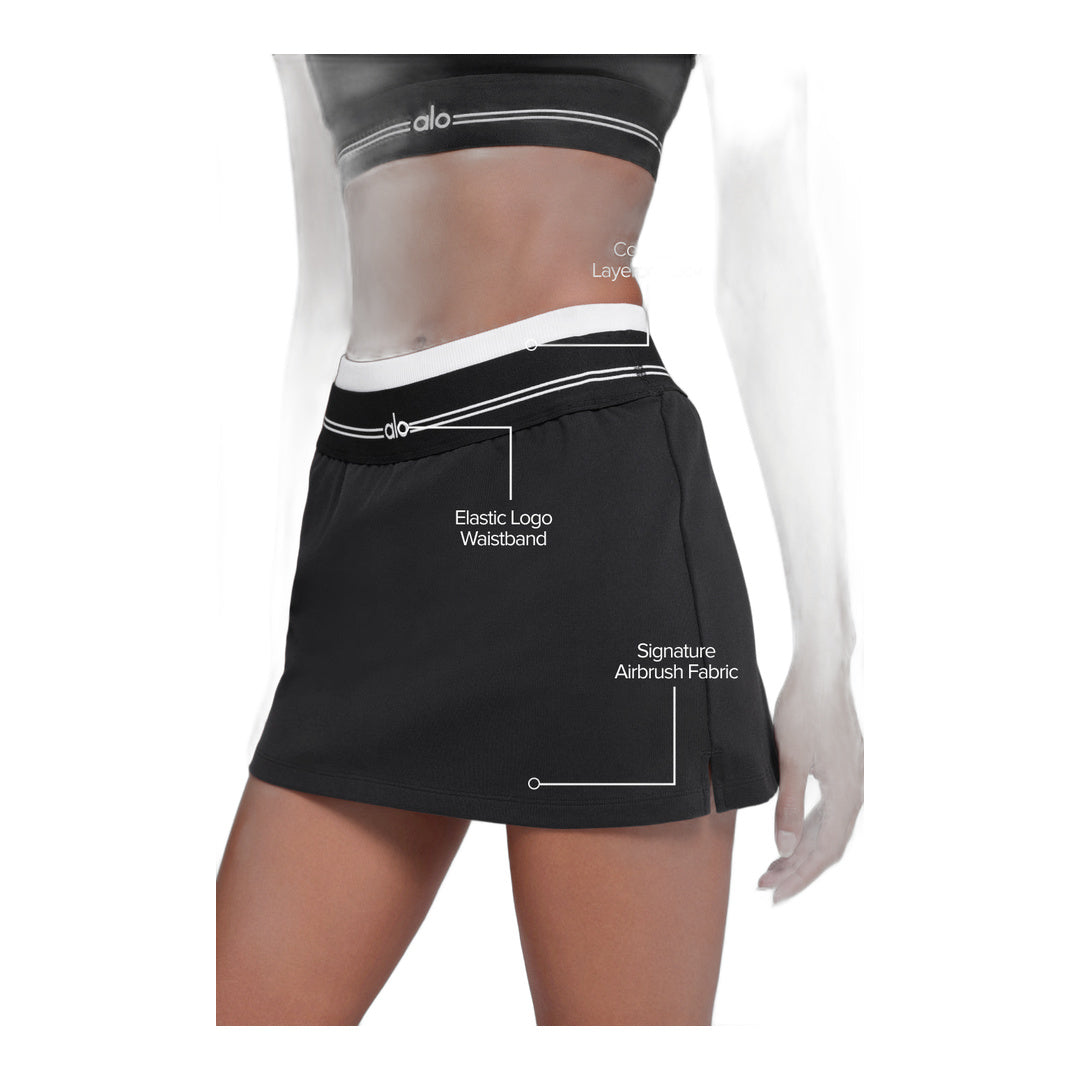 alo Airbrush Better Together Tennis Skirt - Black/White