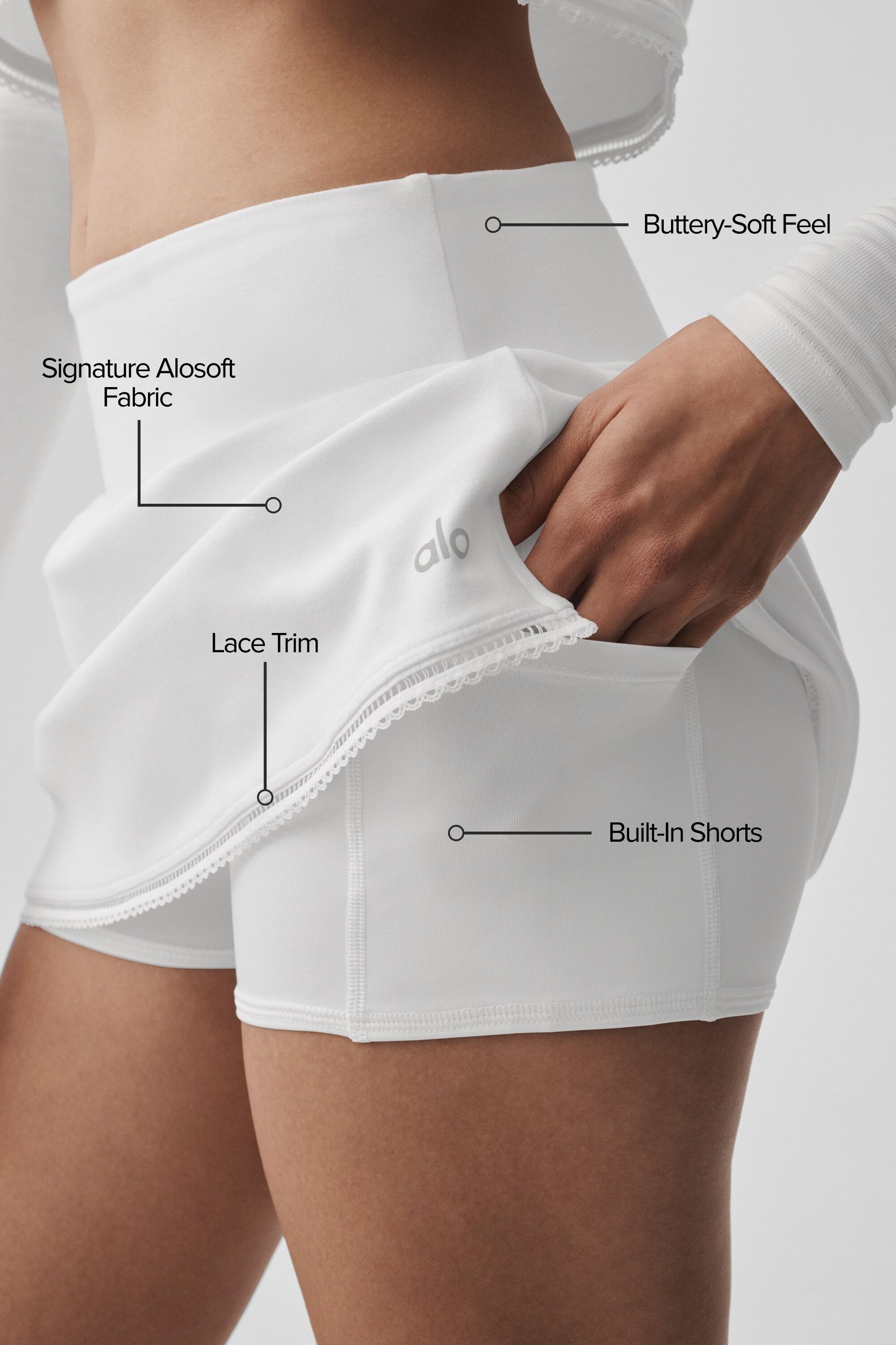 alo Alosoft Affection Tennis Skirt - White