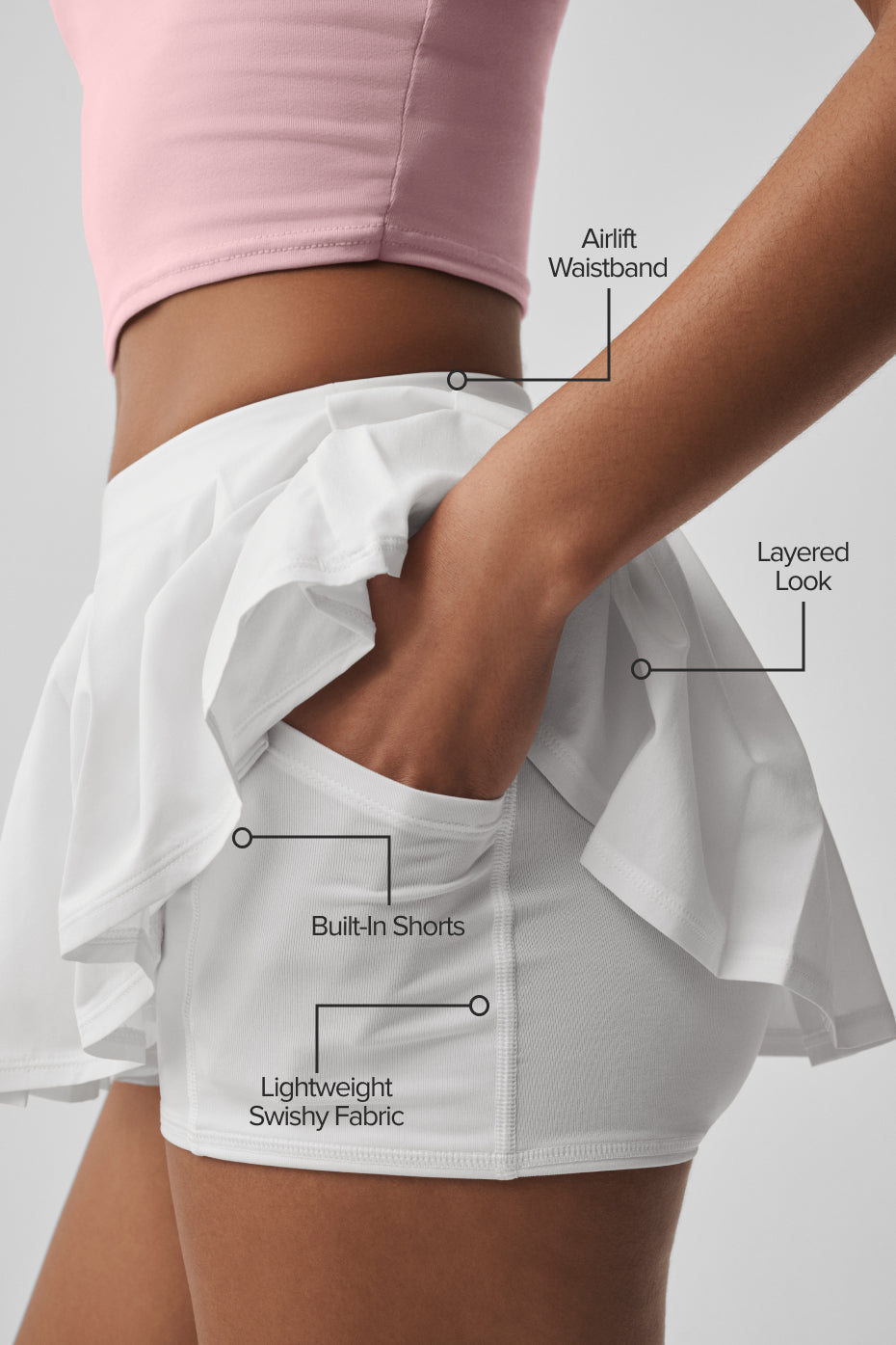 alo Double Or Nothing Tennis Skirt - White