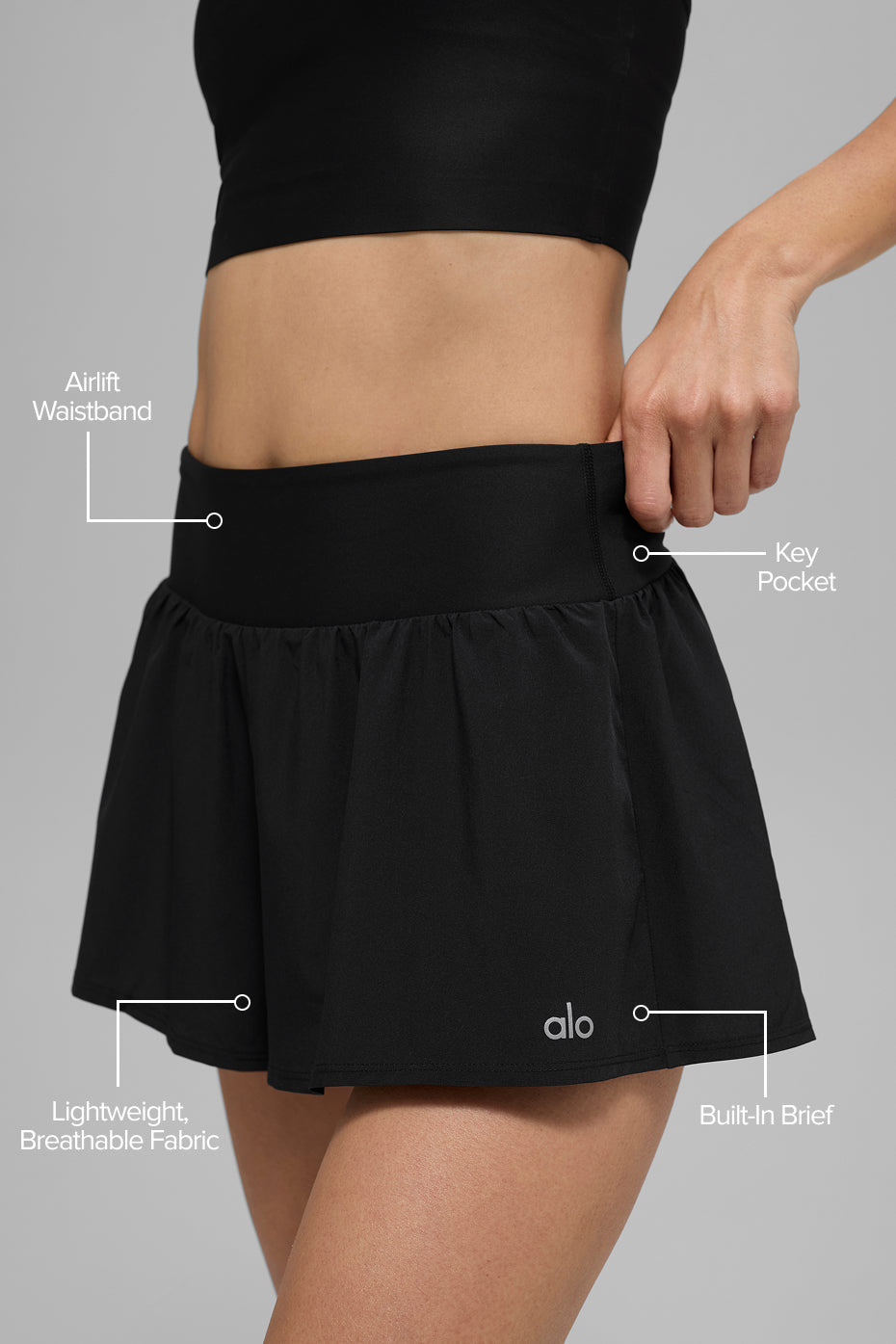 alo Victory Running Short - Black