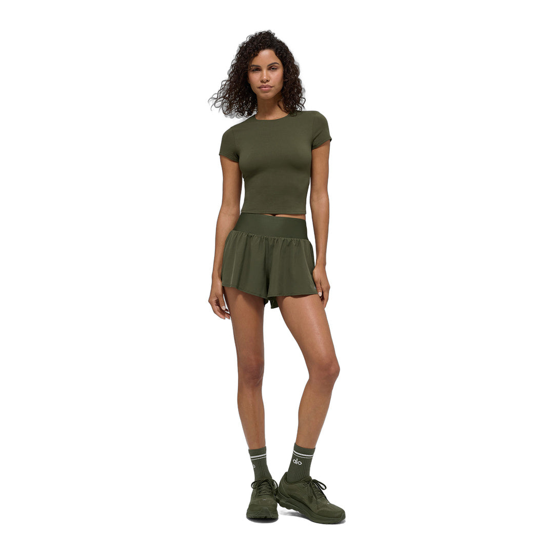 alo Victory Running Short - Green Olive