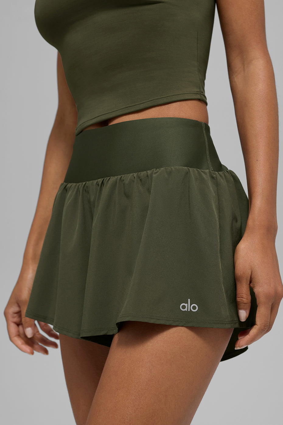 alo Victory Running Short - Green Olive