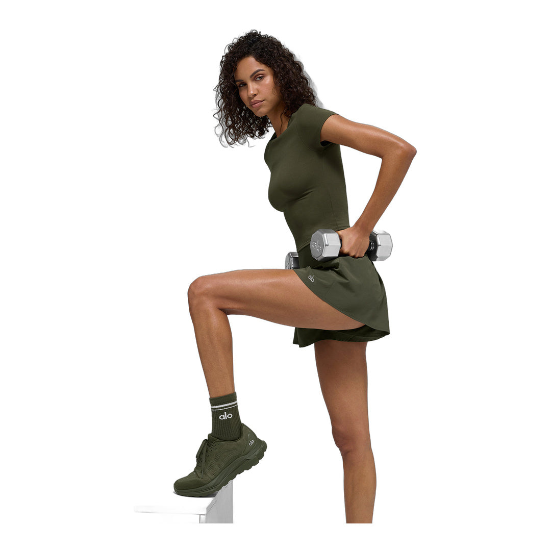 alo Victory Running Short - Green Olive
