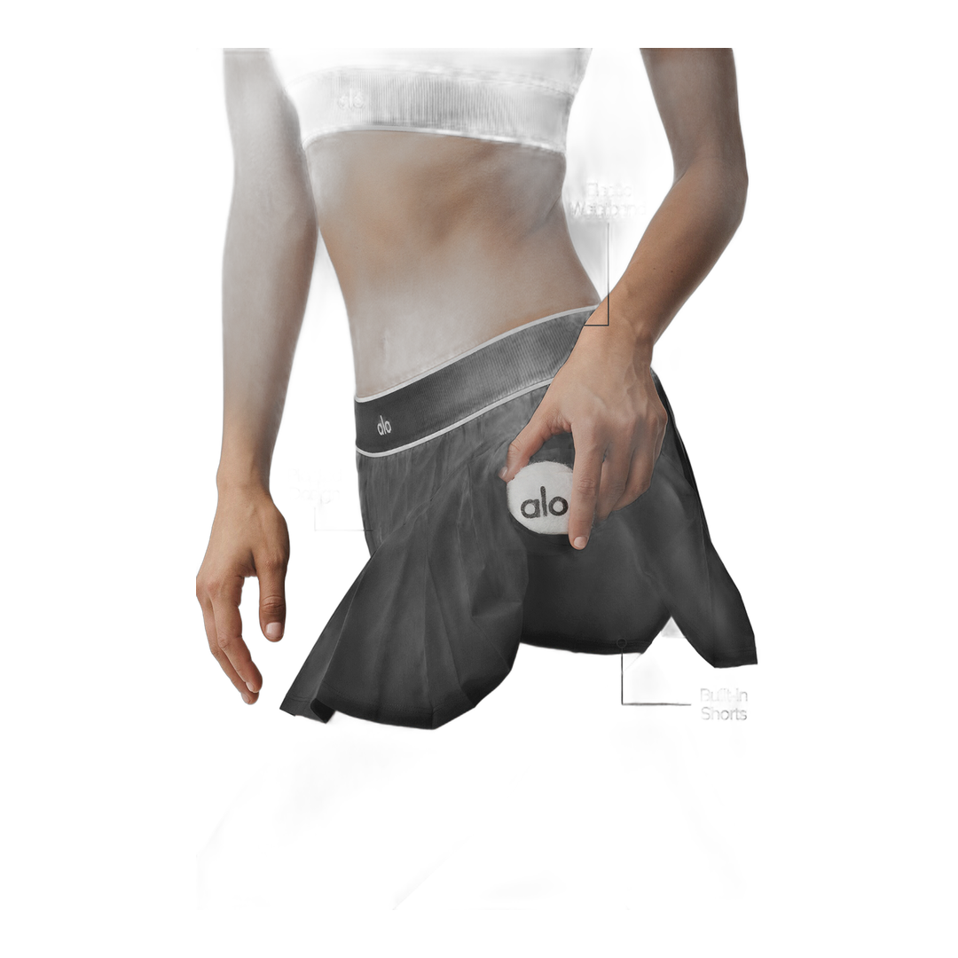 alo Low-Rise Amp It Up Tennis Skirt - Black