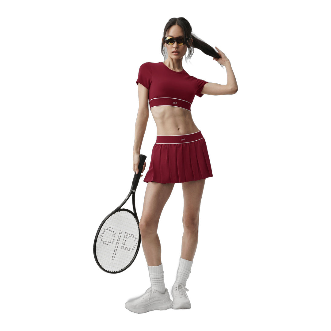 alo Low-Rise Amp It Up Tennis Skirt - Summer Romance Red