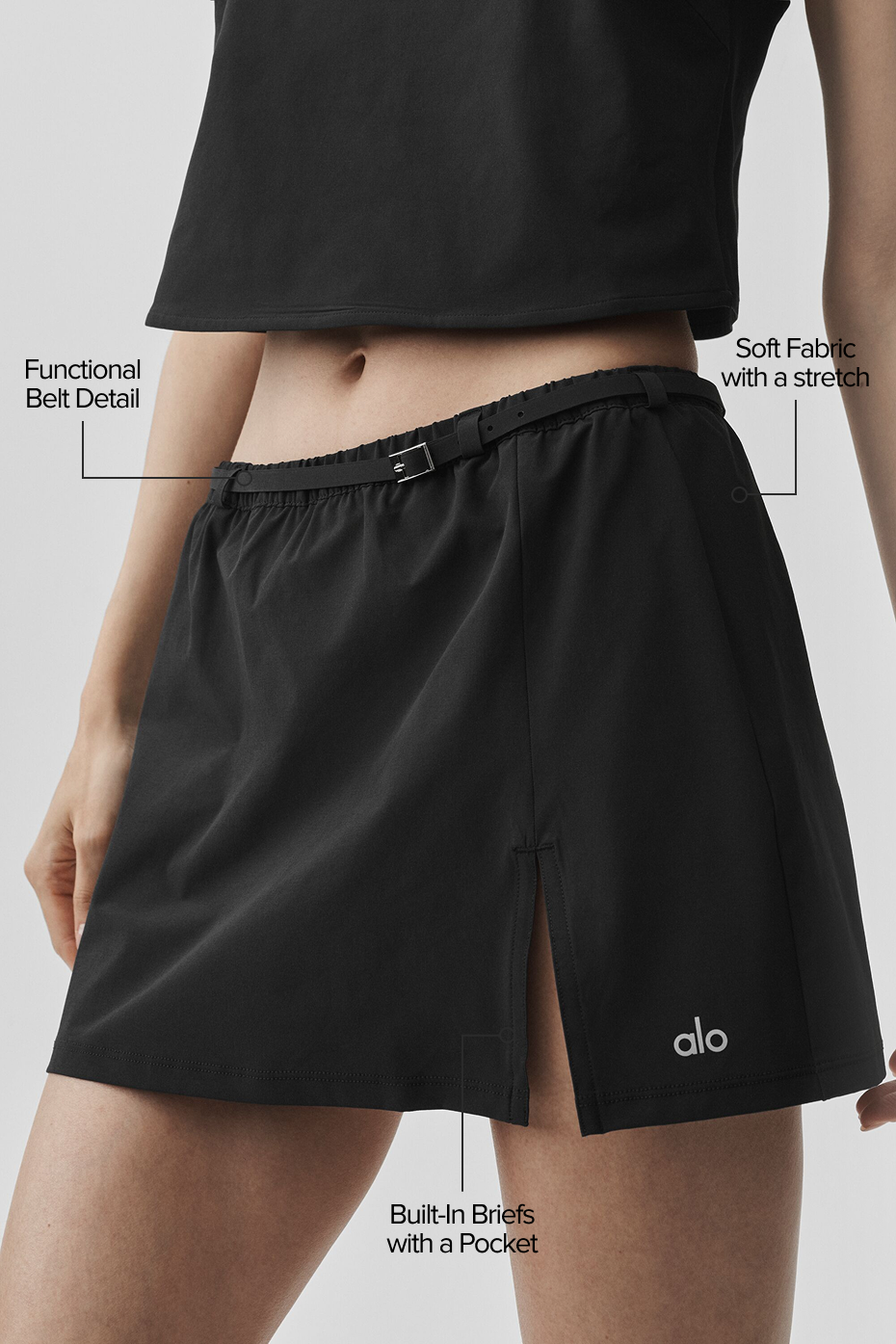 alo Connection Mini Skirt - Black
