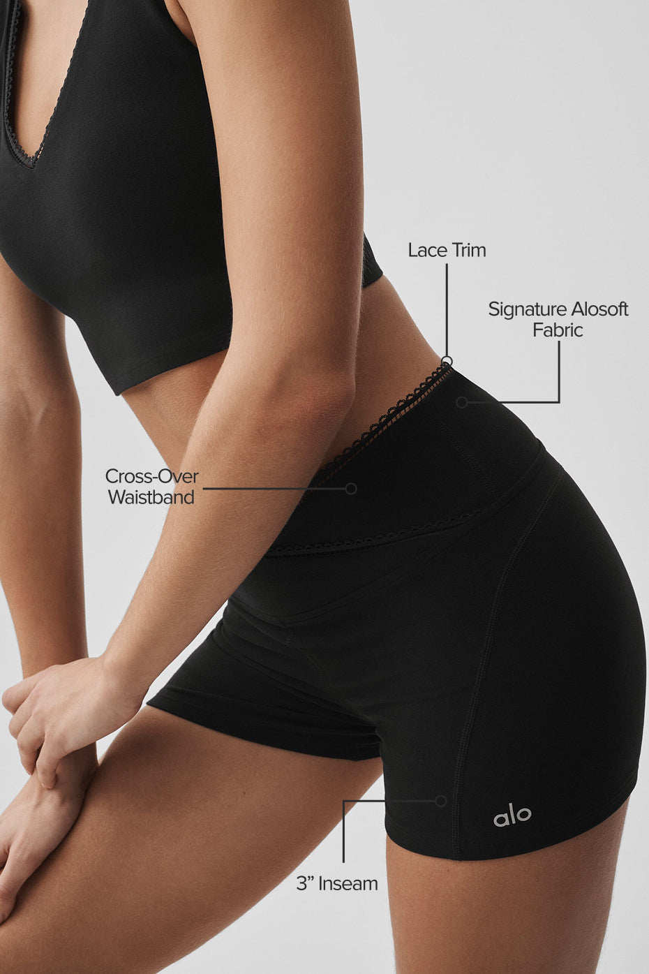 alo 3" Alosoft Affection Short - Black