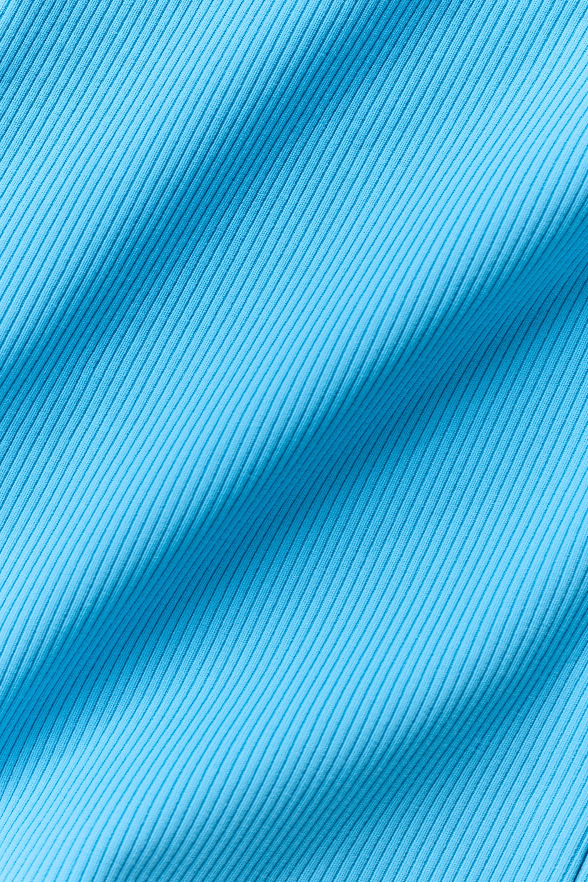 alo Goddess Ribbed High-Waist First Pick Short - Azure Blue/White