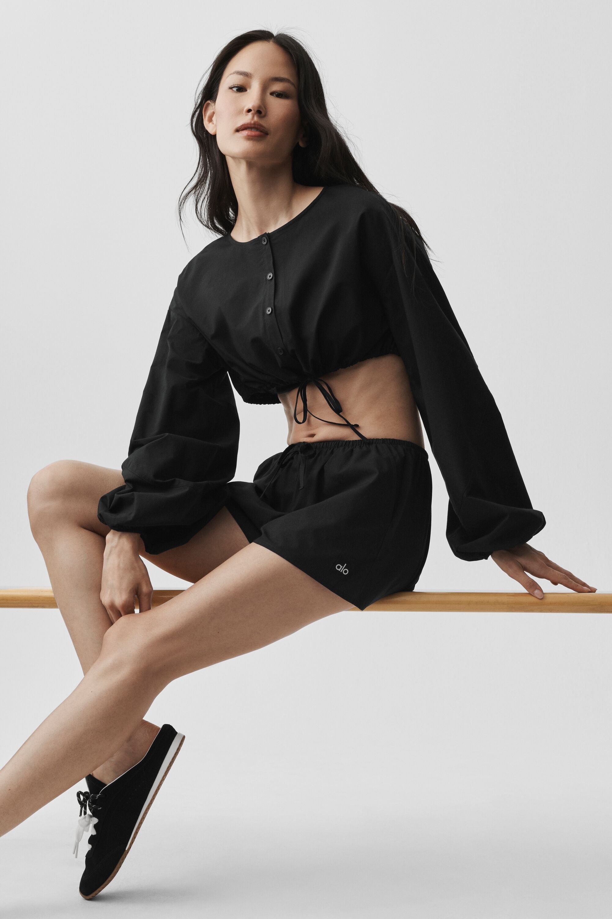 alo Cotton High-Waist Real Deal Short - Black