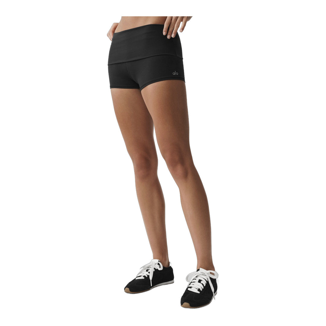 alo 3" ALO Softsculpt Low-Rise Foldover Short - Black