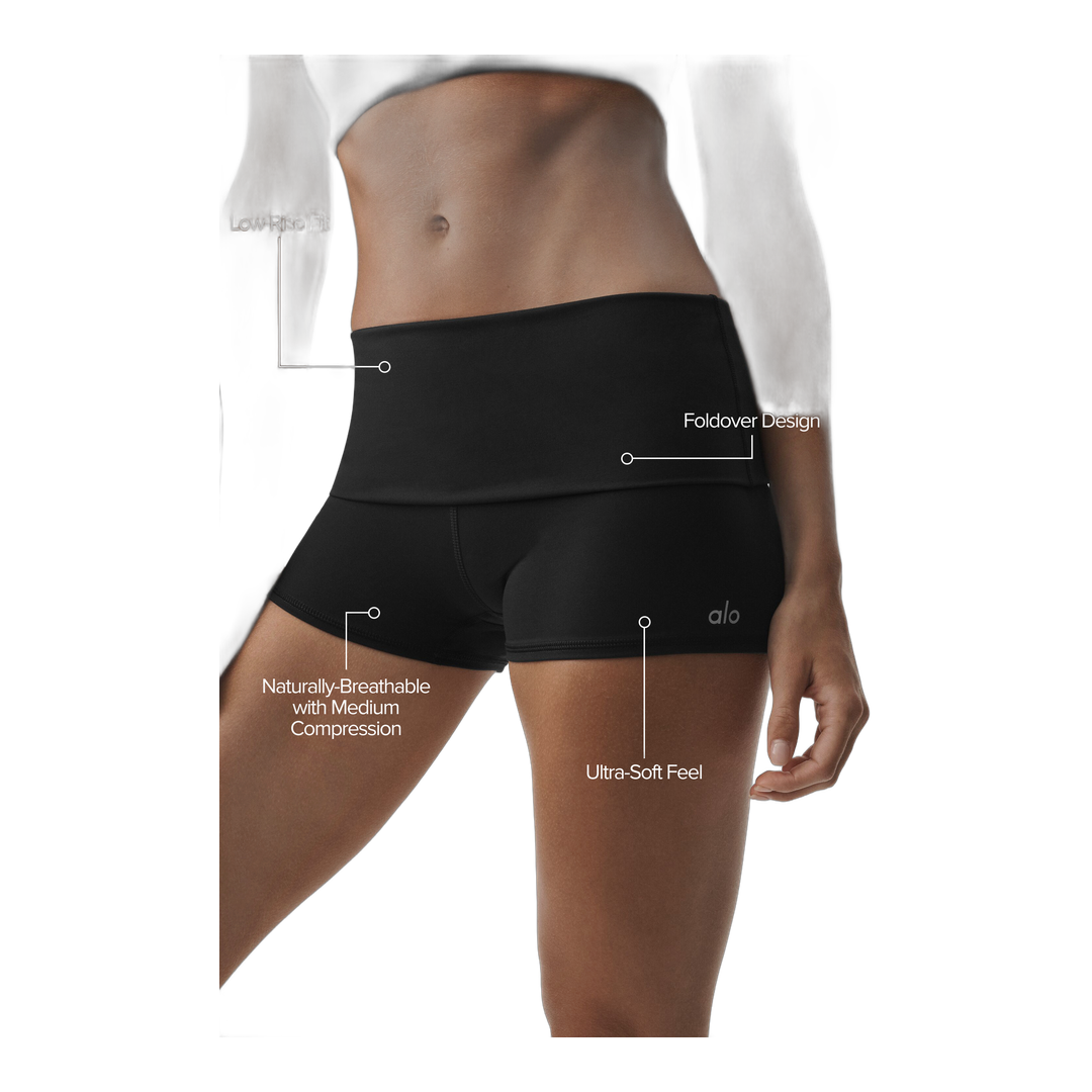 alo 3" ALO Softsculpt Low-Rise Foldover Short - Black