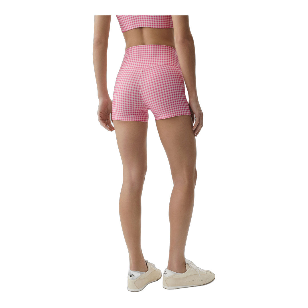 alo 3" Airlift Gingham High-Waist Sleek Short - Paradise Pink Gingham