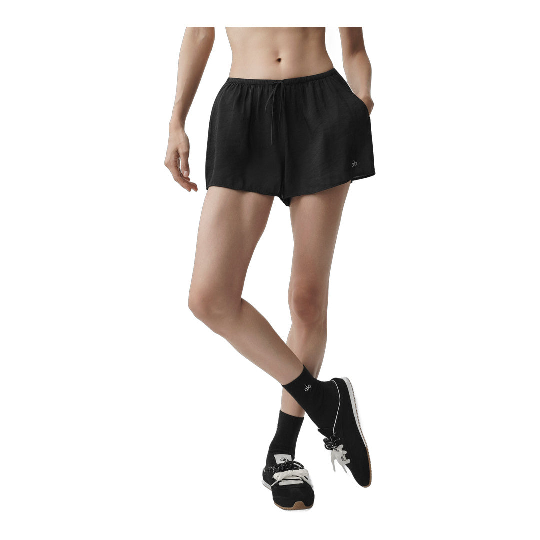 alo Semi-Sheer Golden Hour Mid-Rise Short - Black