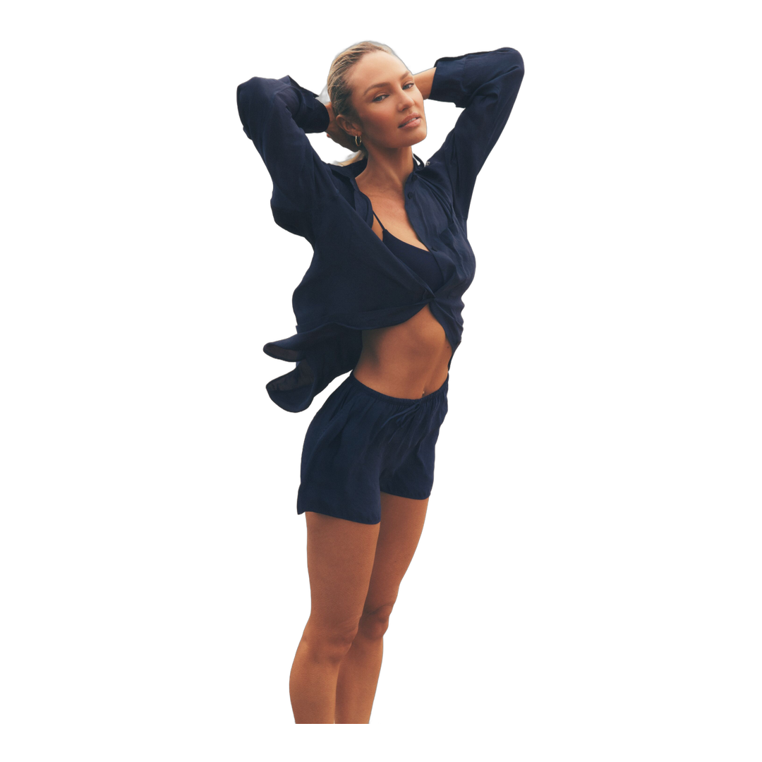 alo Semi-Sheer Golden Hour Mid-Rise Short - Navy