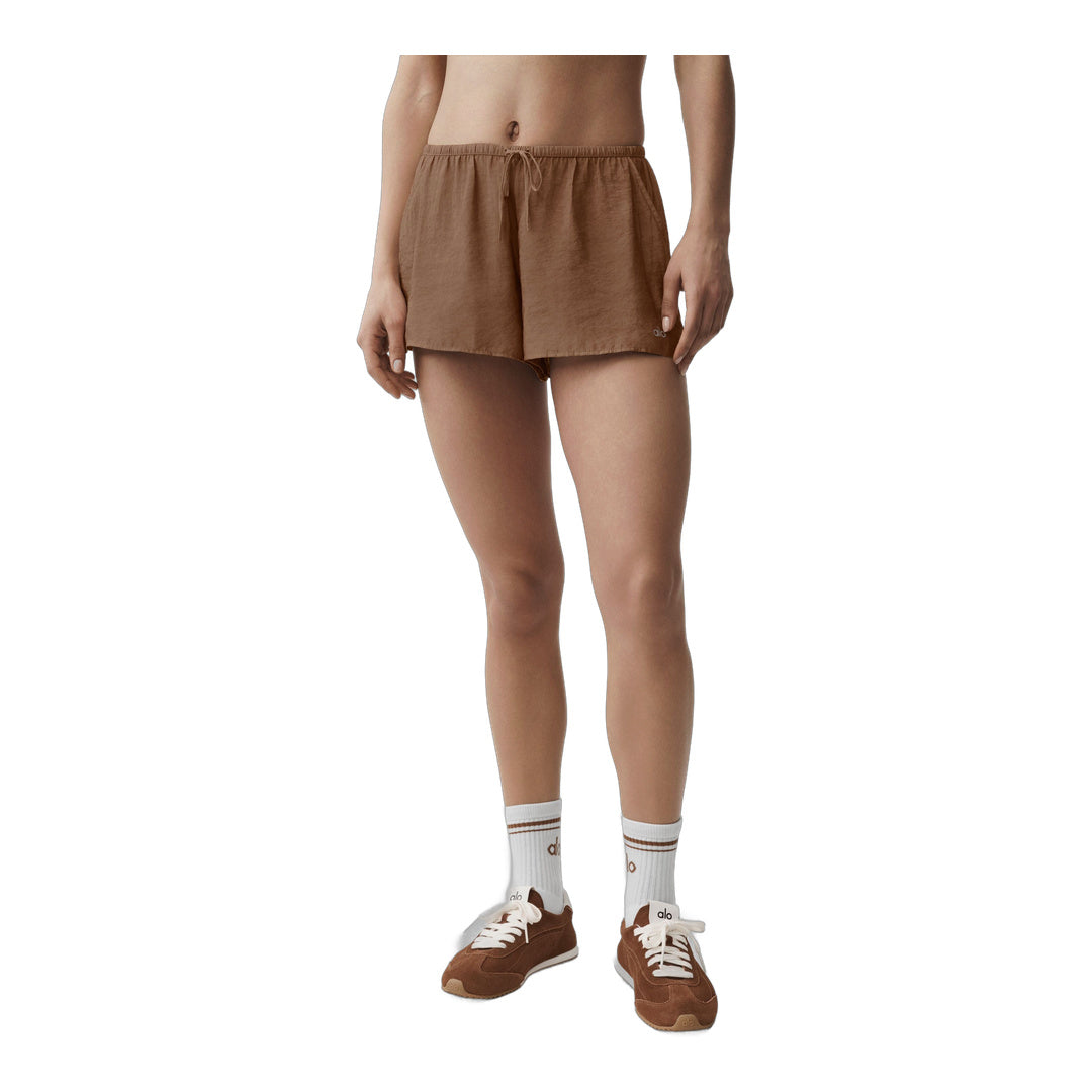 alo Semi-Sheer Golden Hour Mid-Rise Short - Sun Kissed Brown