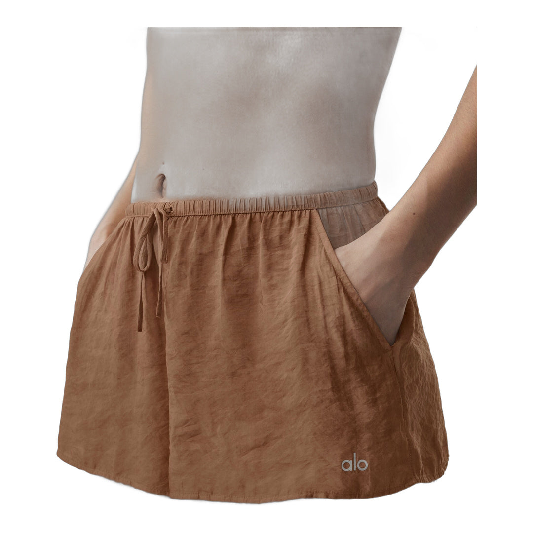 alo Semi-Sheer Golden Hour Mid-Rise Short - Sun Kissed Brown