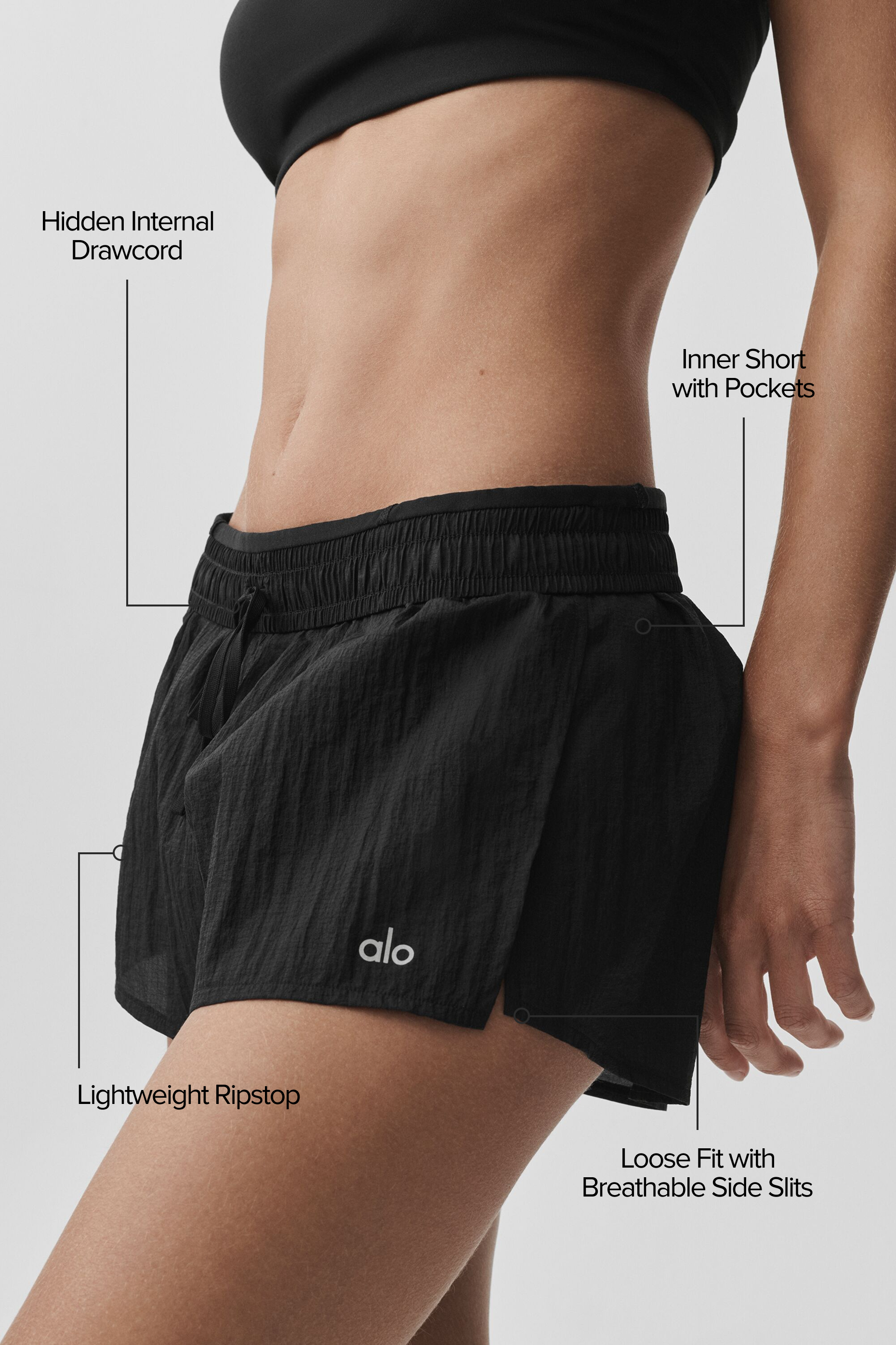 alo Mid-Rise Go Time Short - Black