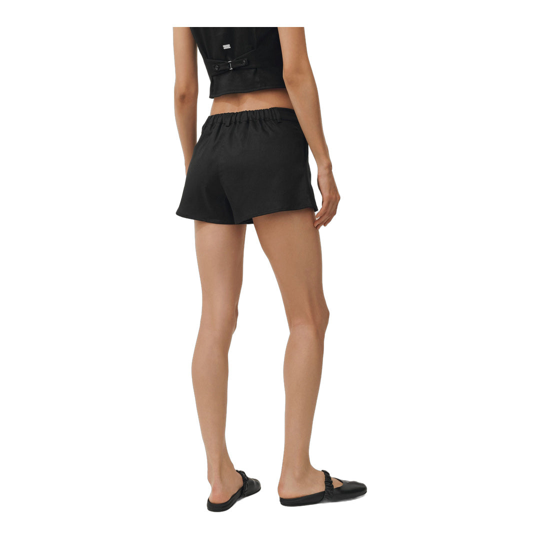 alo Linen Blend Low-Rise Riviera Trouser Short - Black