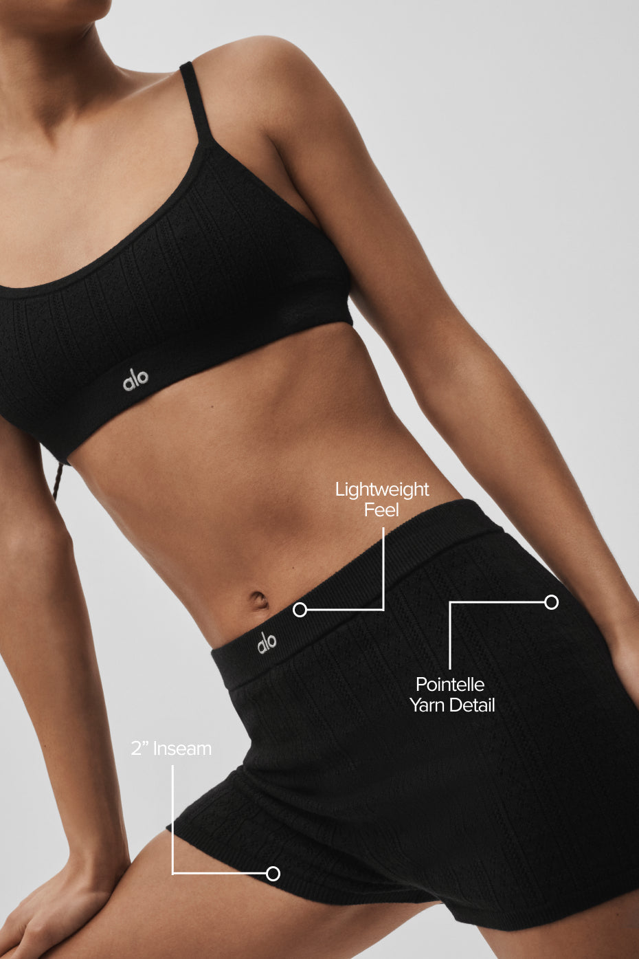 alo Pointelle Sweater Be Mine Hot Short - Black
