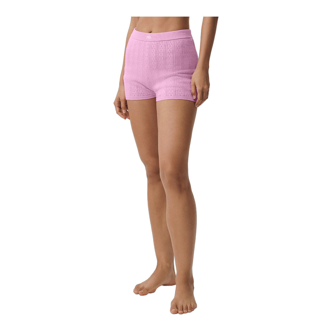 alo Pointelle Sweater Be Mine Hot Short - Candy Heart Pink