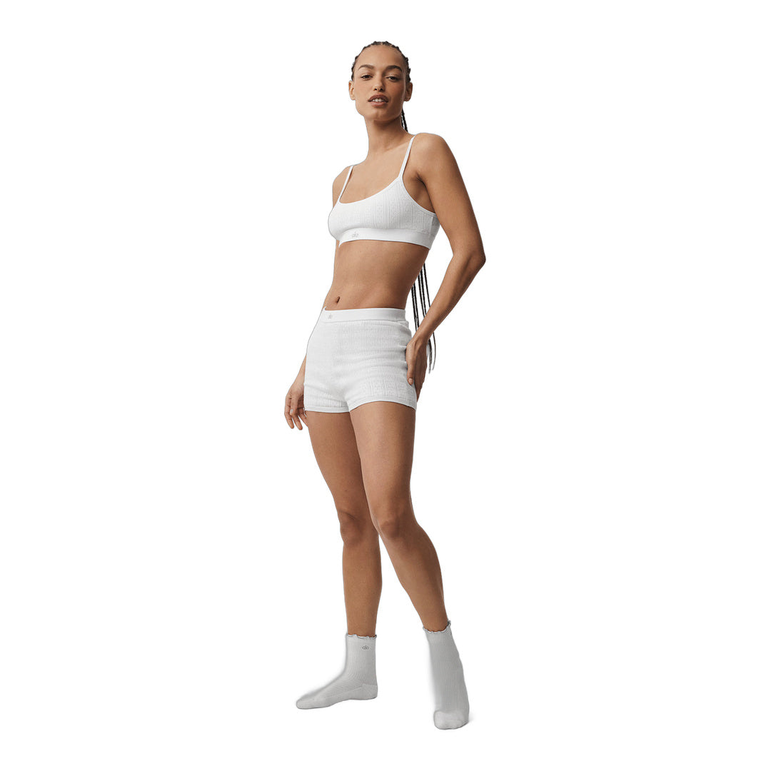 alo Pointelle Sweater Be Mine Hot Short - Semi Sheer White