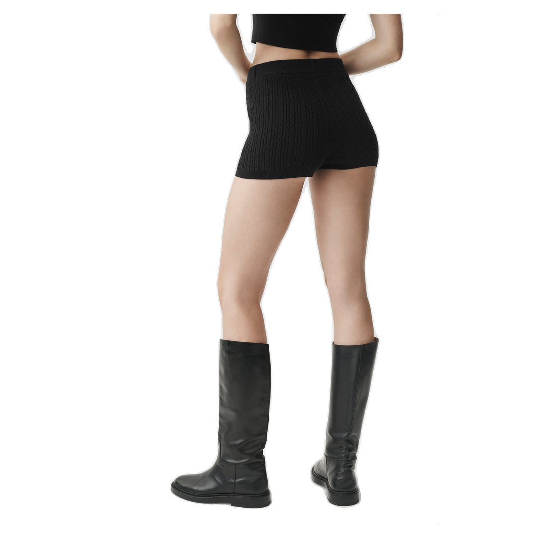 ALO Mini Cable High-Waist Sweater Short - Black