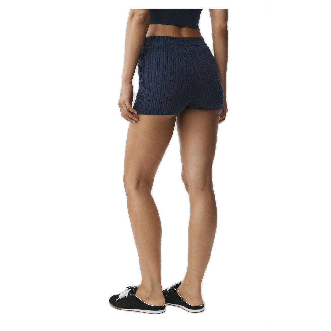 ALO Mini Cable High-Waist Sweater Short - Navy