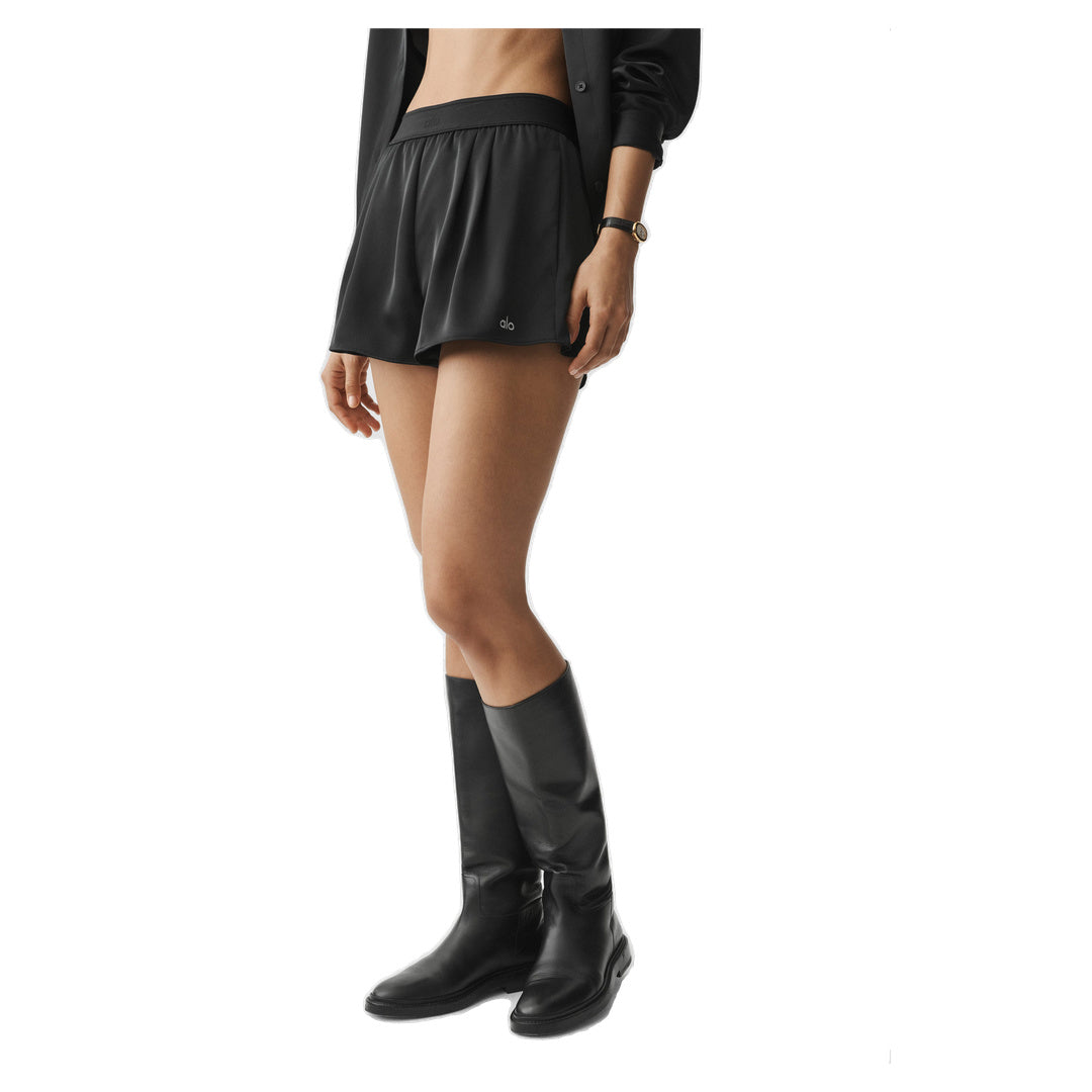 ALO Satin High-Waist Smooth Talker Short - Black