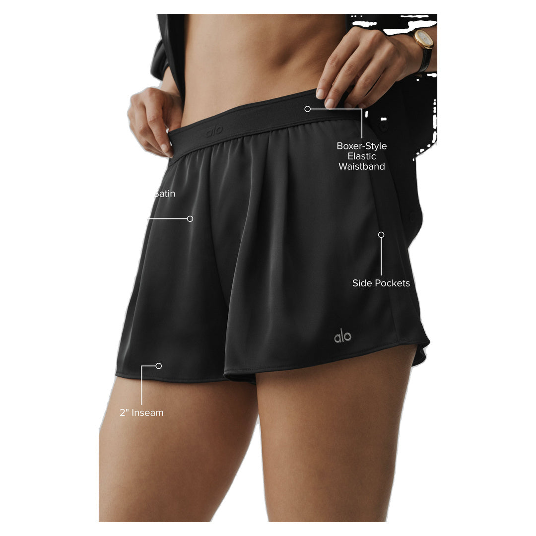 ALO Satin High-Waist Smooth Talker Short - Black