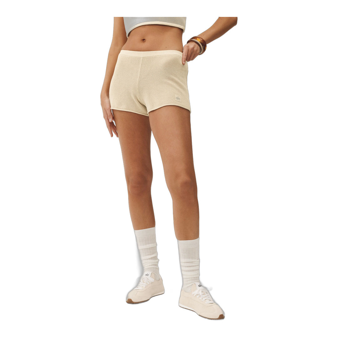 alo Silk Cashmere Mid-Rise Heatwave Short - Sandy Beige