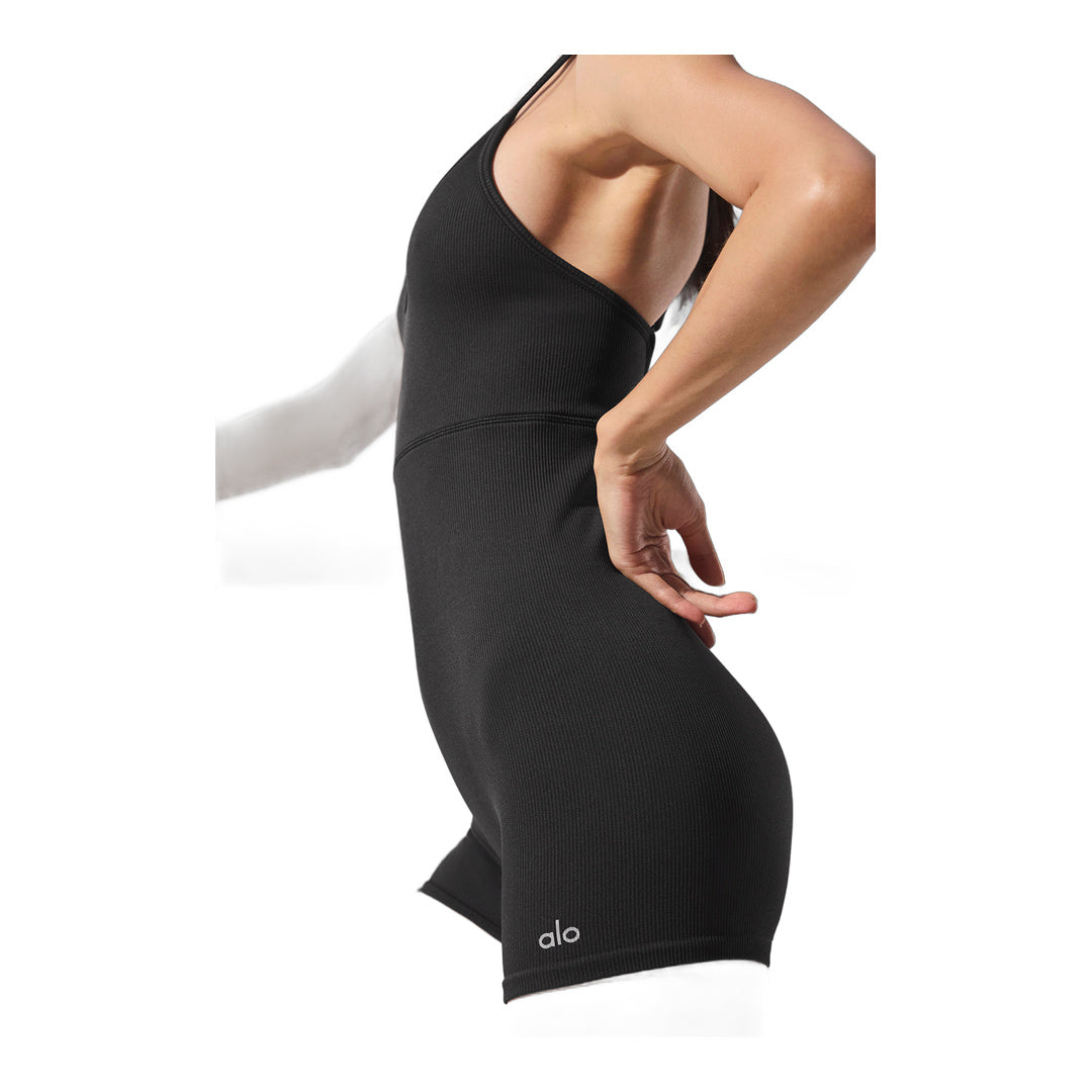 alo Seamless Ribbed Favorite Onesie - Black