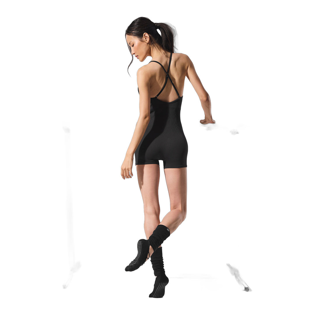 alo Seamless Ribbed Favorite Onesie - Black