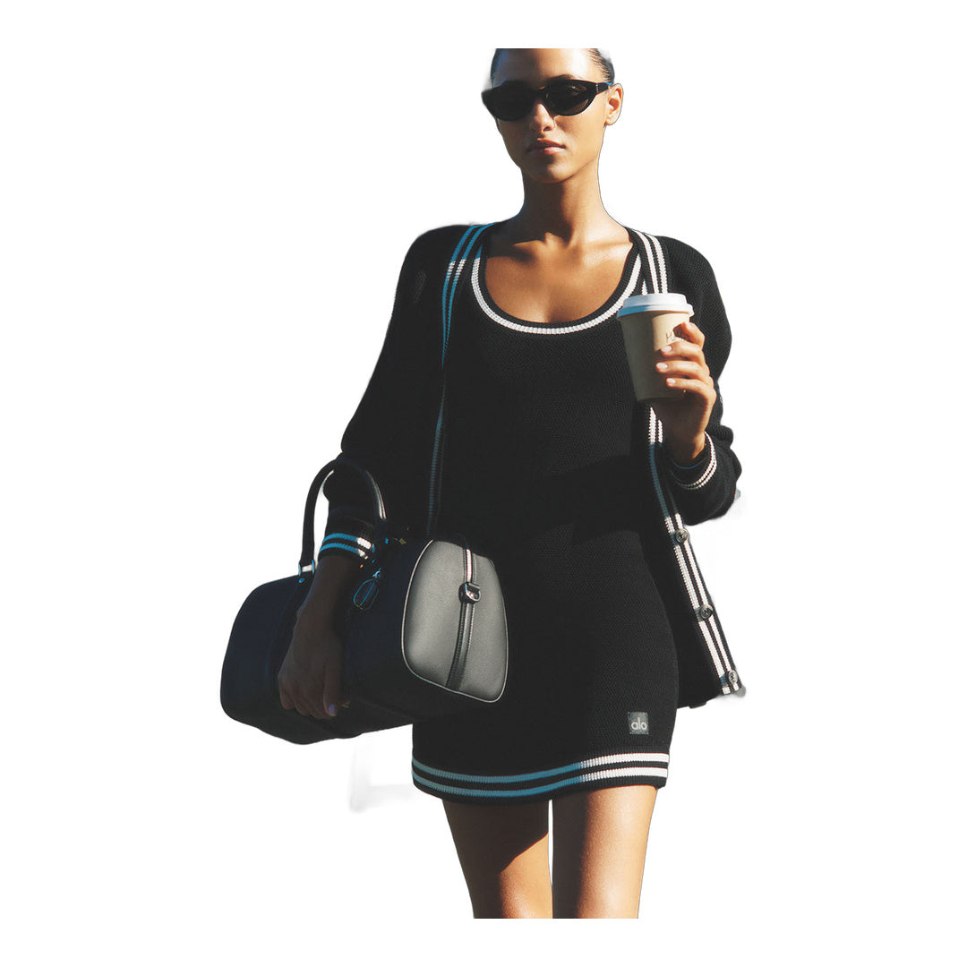 alo Tennis Club Sweater Knit Dress - Black/Ivory