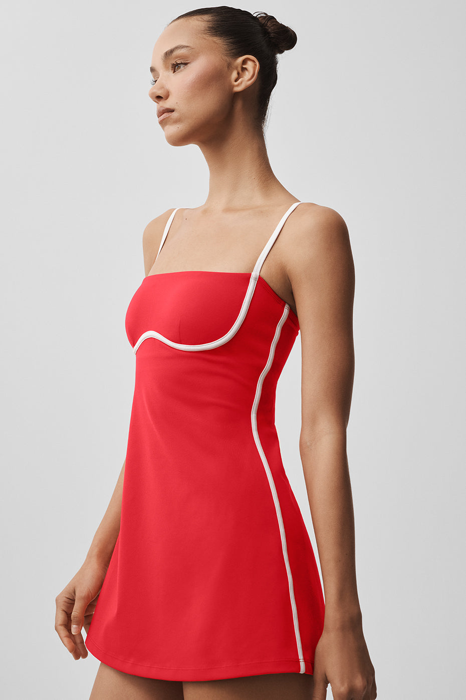 alo Airbrush Streamlined Dress - Bright Red/White