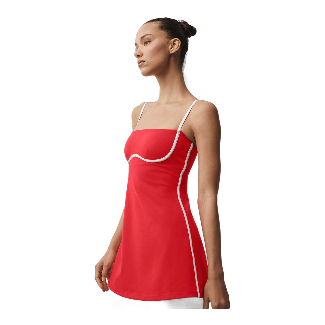 alo Airbrush Streamlined Dress - Bright Red/White