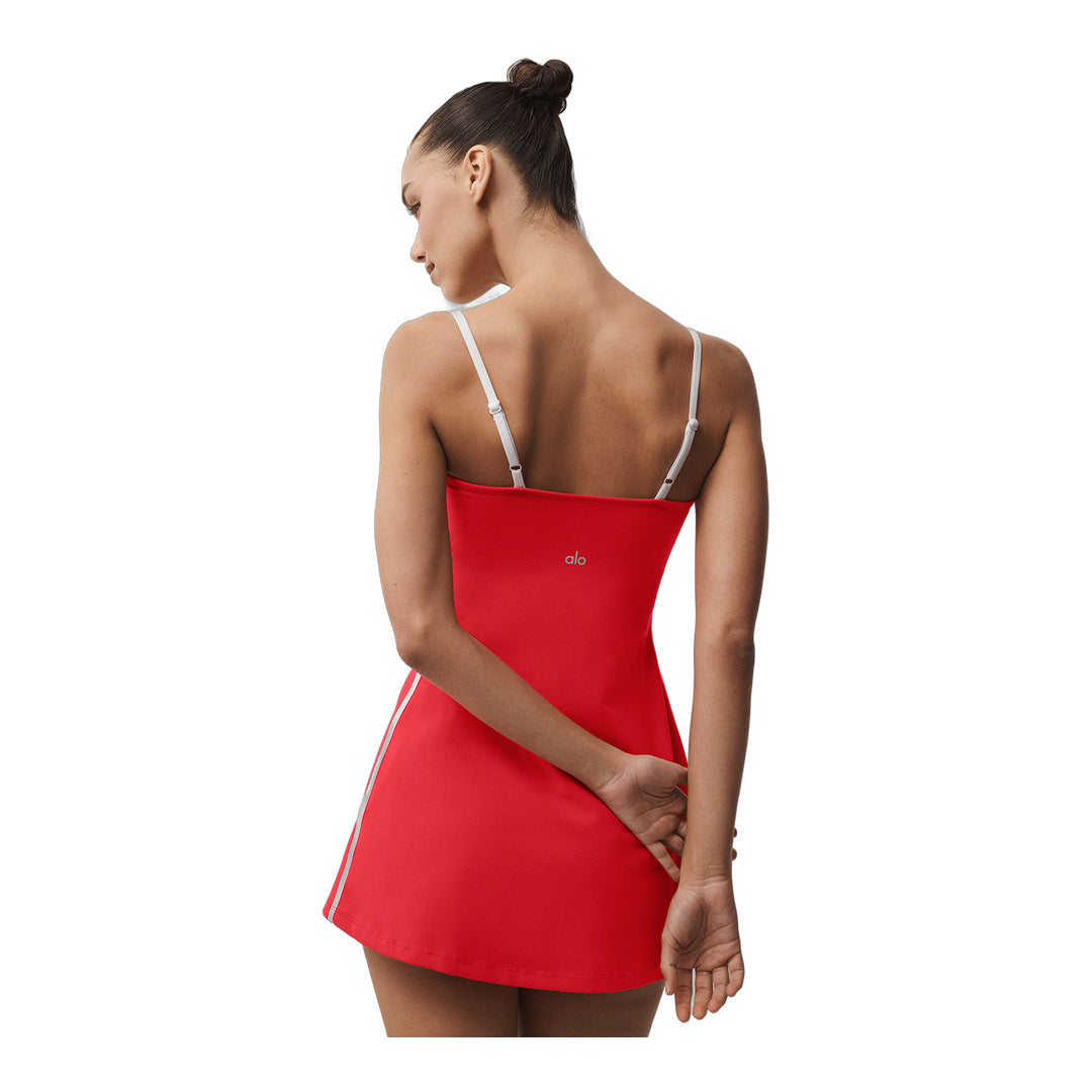 alo Airbrush Streamlined Dress - Bright Red/White