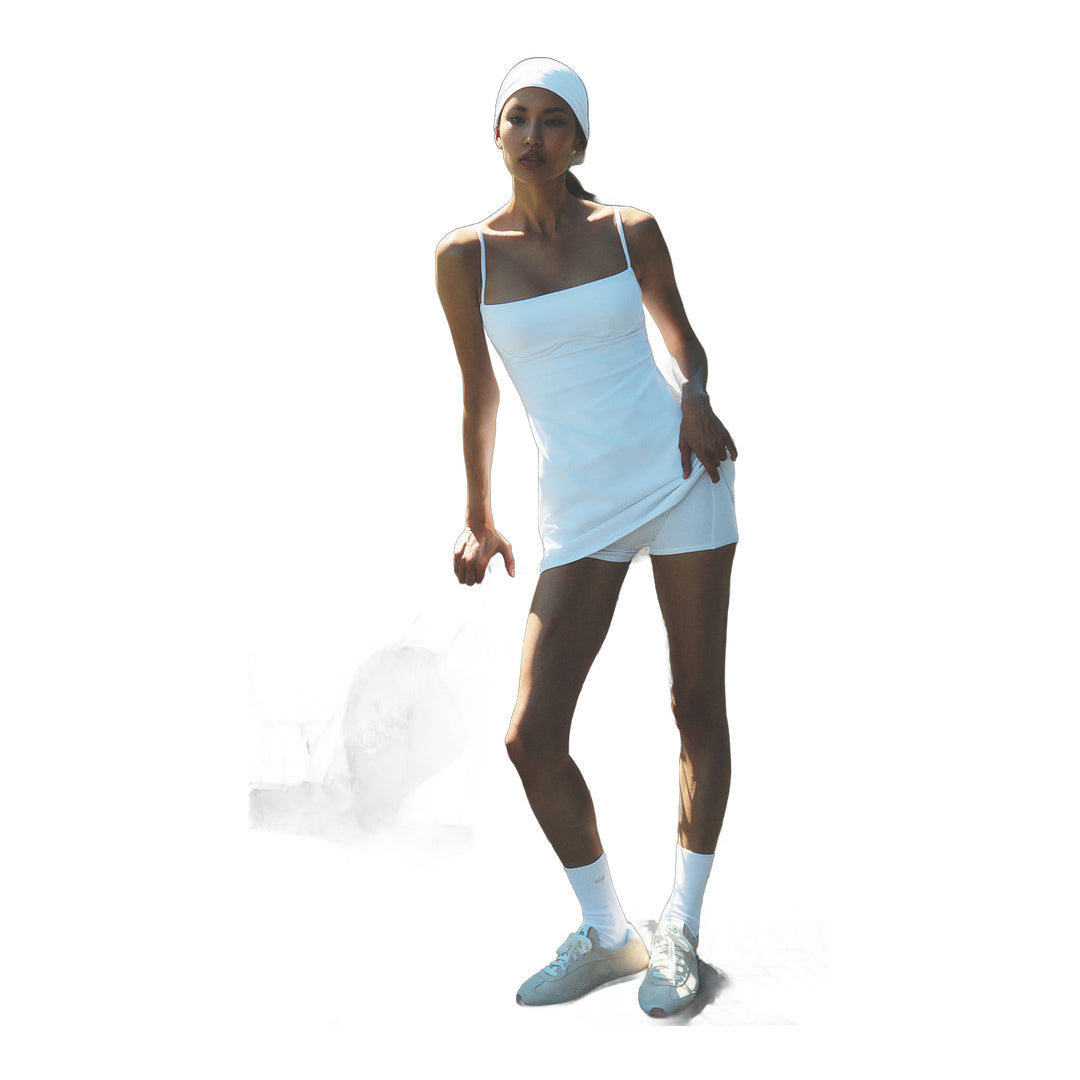 alo Airbrush Streamlined Dress - White/White