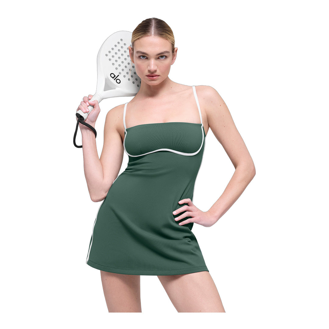 alo Airbrush Streamlined Dress - Clover Green/White
