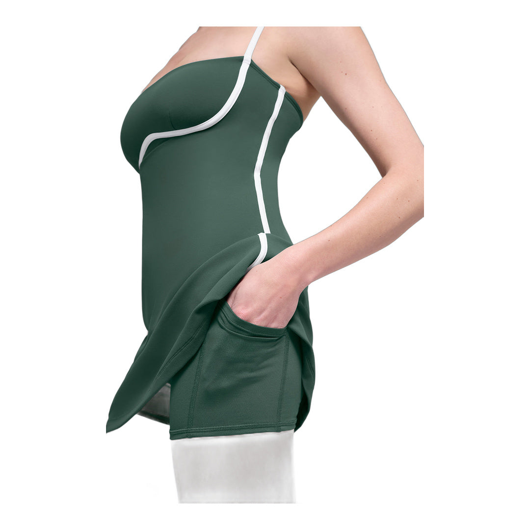 alo Airbrush Streamlined Dress - Clover Green/White